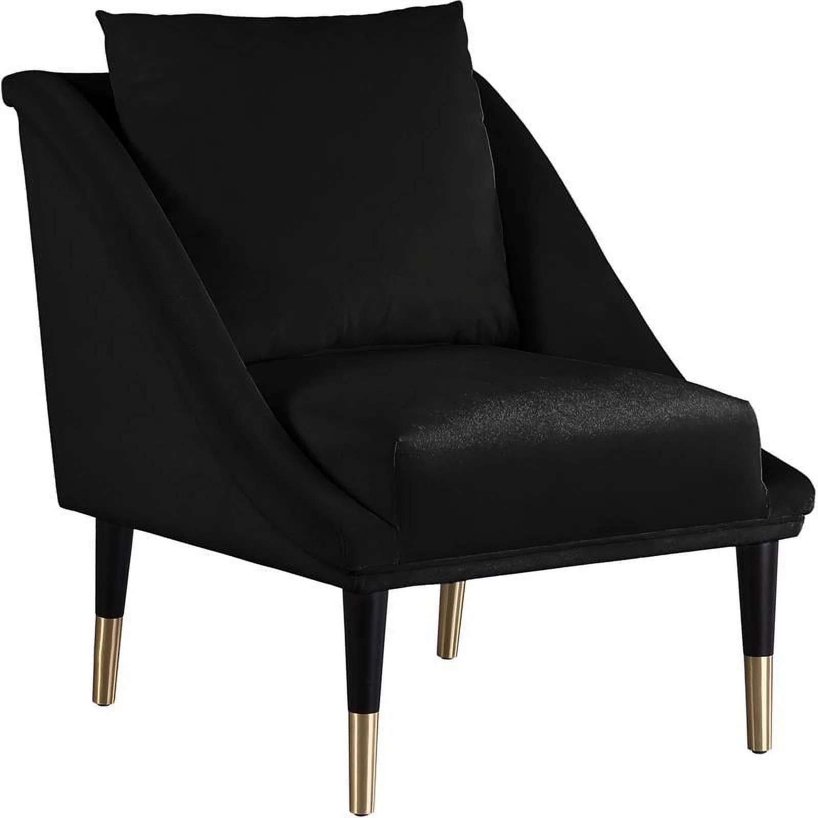 Pemberly Row Contemporary Velvet Accent Chair in Soft Black/Black/Gold