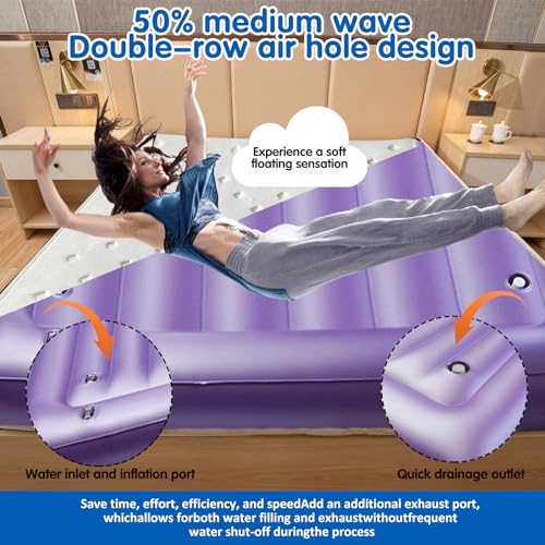 Medium PVC Softside Water Bed with Smart Thermostats - Foldable, Durable for Elderly, Children & Adults (King-76x80)