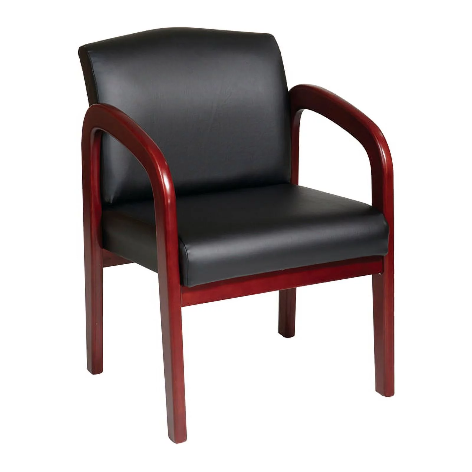 Office Star Work Smart Cherry Finish Wood Guest Chair, Black