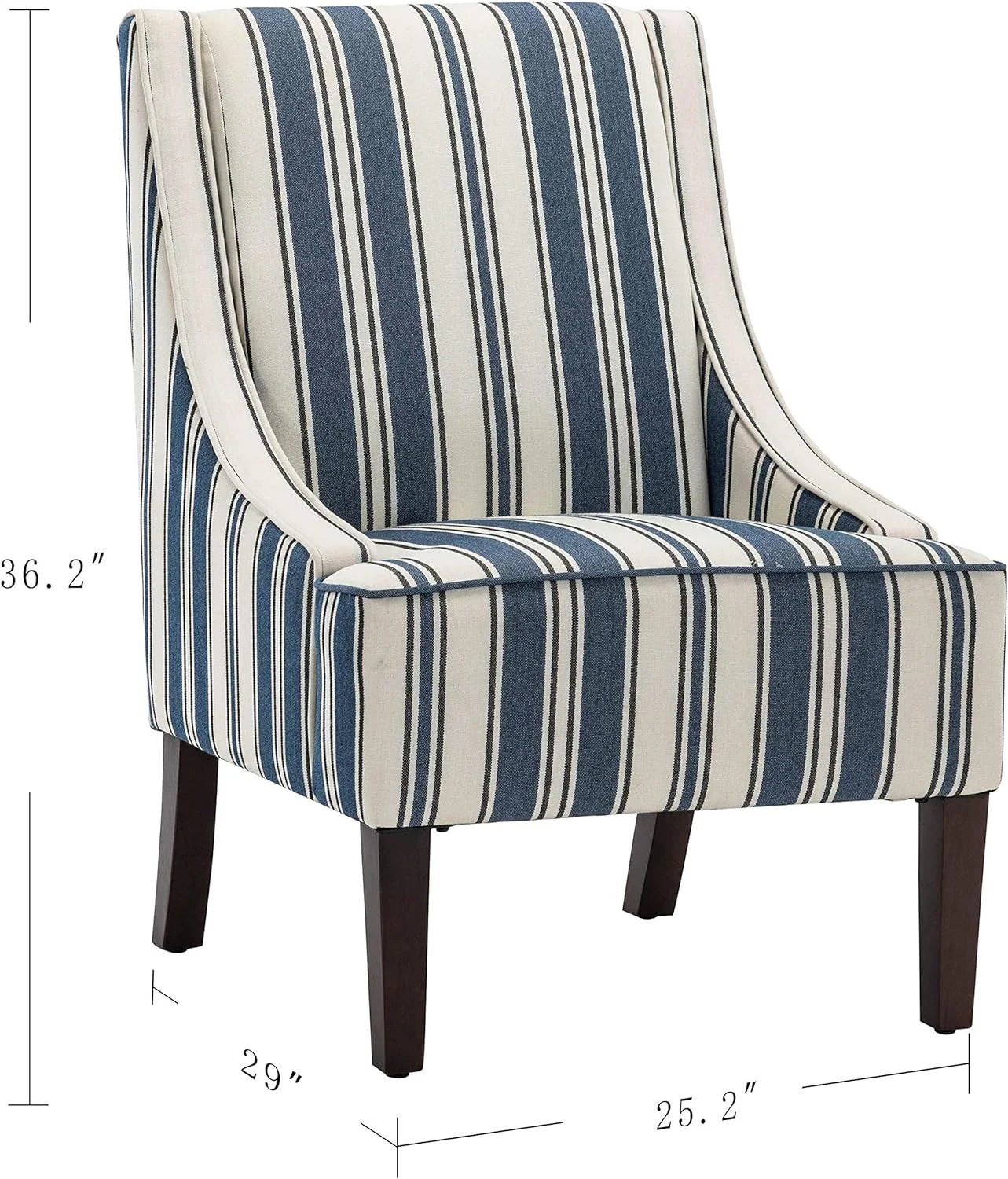 Swoop Arm Fabric Accent Chair, Navy Double Stripe