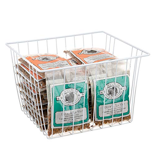 Upright Freezer Organizer Bins，Freezer Storage Baskets for 16, 17, 21 cu.ft Standup Freezer, Wire Storage Baskets with Built-in Handles, 6Pcs , White