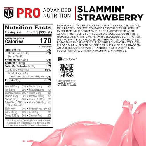 Muscle Milk Pro Advanced Nutrition Protein Shake, Intense Vanilla, 11.16 Fl Oz (Pack of 12), 32g Protein, 1g Sugar, 16 Vitamins & Minerals, 5g Fiber, Workout Recovery, Energizing Snack, Packaging May Vary