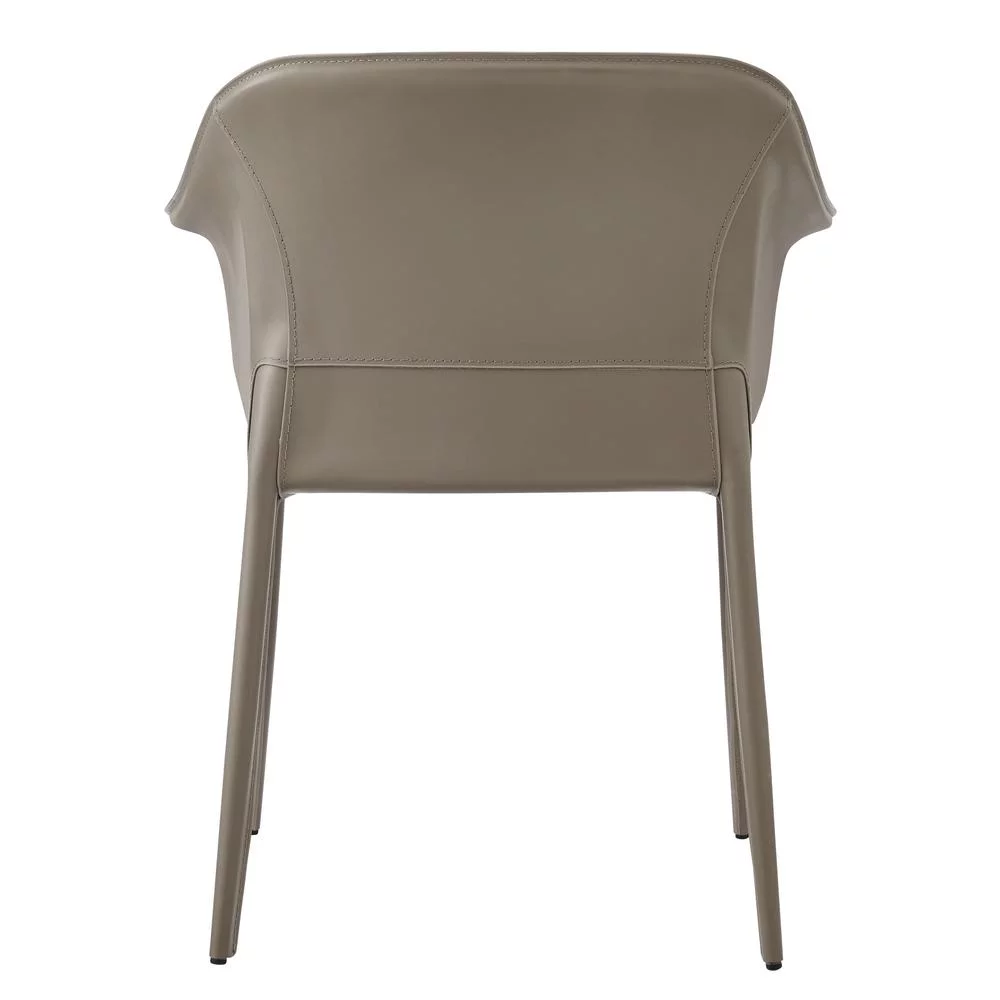 New Pacific Direct Callie Recycled Leather Dining Arm Chair in Light Mocha