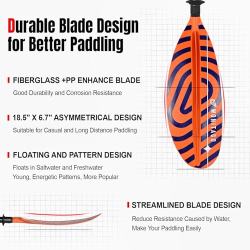 Kayak Paddle Premium Carbon Fiber Paddle with Reinforced PP + Fiberglass Blade, Floating Adjustable Kayaking Oars, 3 Piece, 220-240 cm/86-94 Inches, 240-260 cm/94-102 Inches