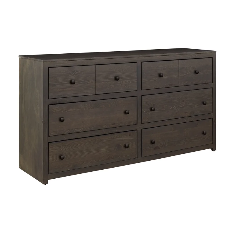 Progressive Furniture Champion 6-Drawer Wood Dresser In Stone Brown