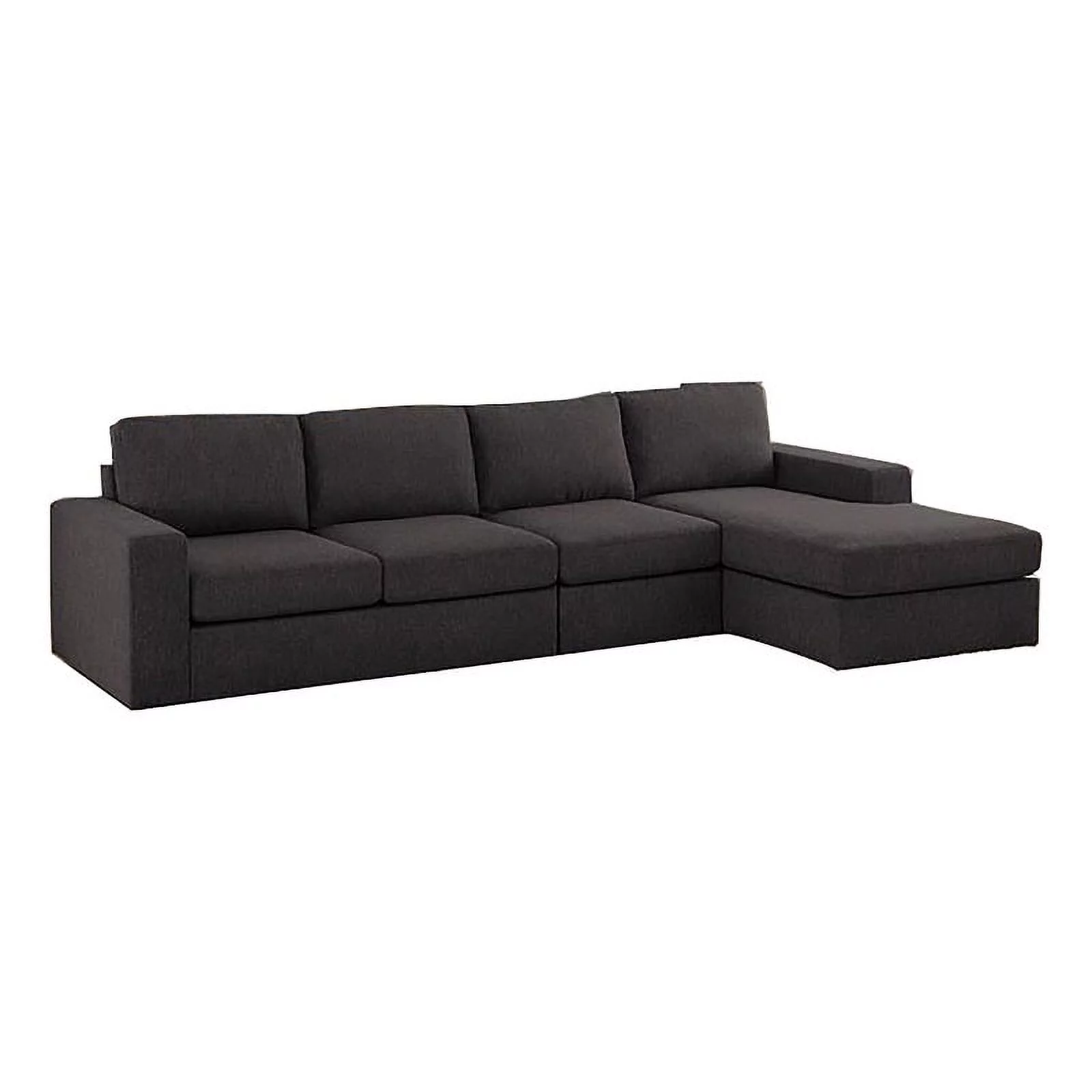 Bowery Hill Modern Fabric Sectional Sofa with 4-Seater Reversible Chaise in Gray