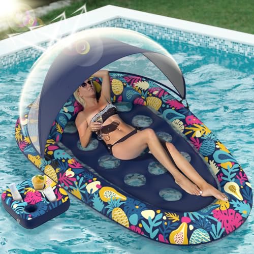 3-in-1 Pool Floats with Canopy Cup Holder, XL Large 73