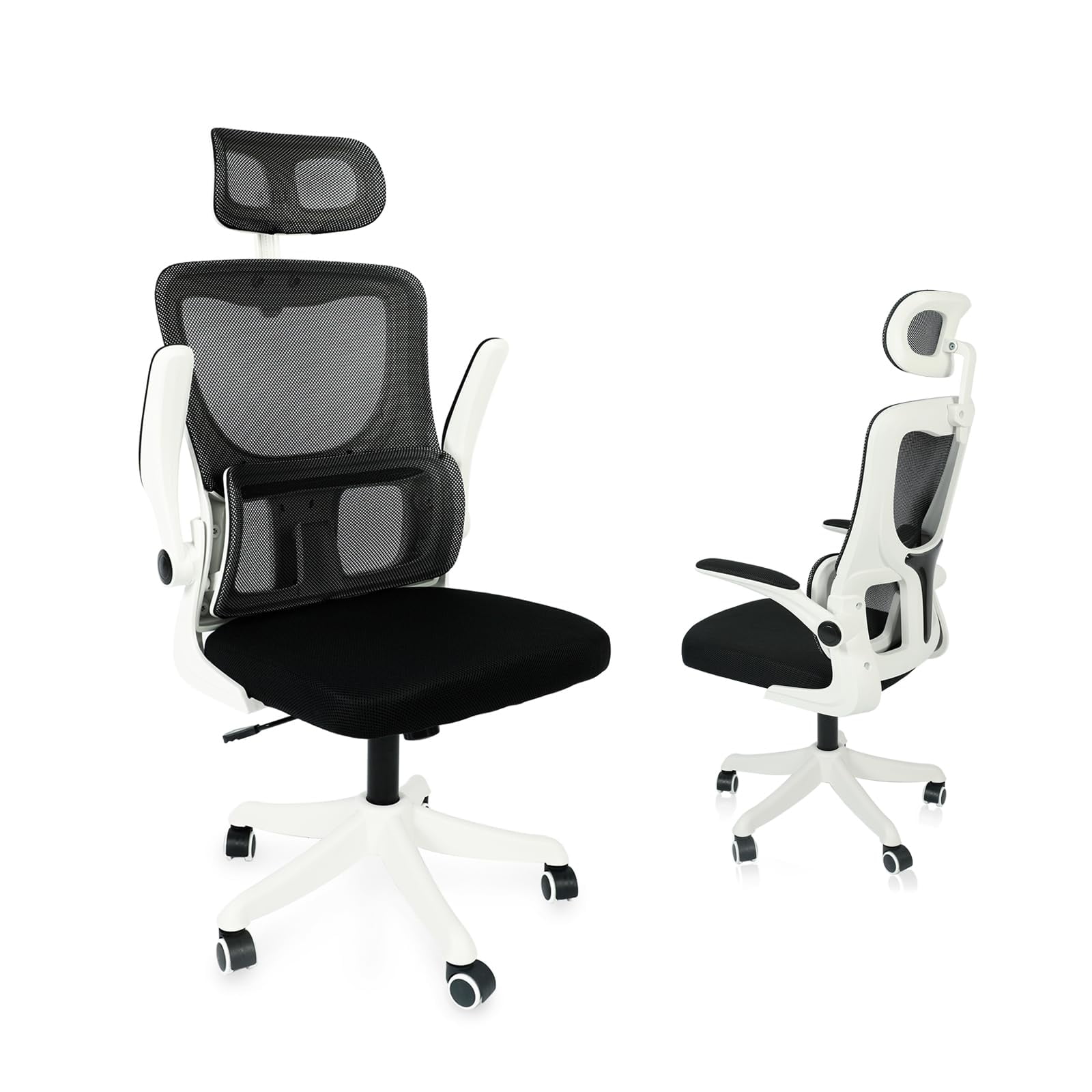 Confote White Mesh Premium Ergonomic Office Chair Computer Chair Adjustable Headrest Dynamic Lumbar Support Executive Rolling Swivel Chair