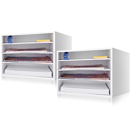 Paper Organzier Wood Desktop Organizer Storage Letter Tray File Sorter with Adjustable Shelves for Home Office