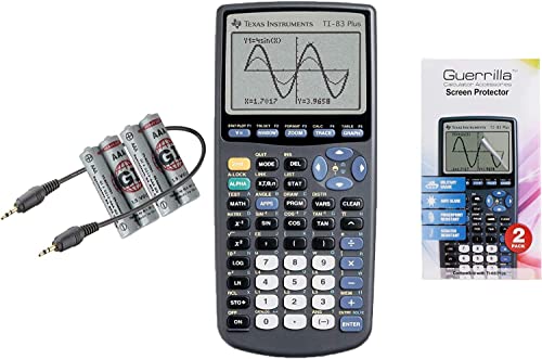 TI 83 Plus Graphing Calculator with Guerrilla Military Grade Screen Protector Set, Certified Reconditioned (New Model)