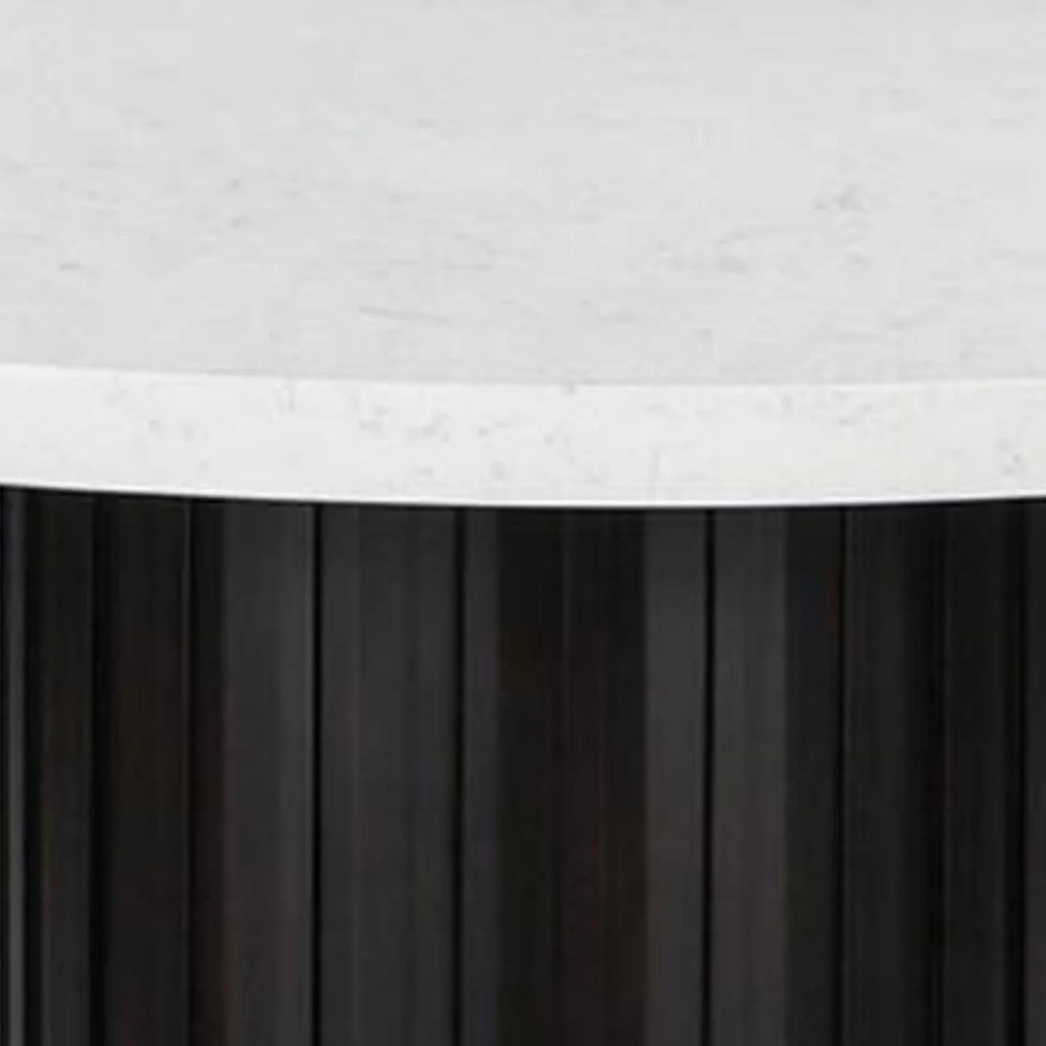 Benjara BM302443 54 in. Shoy Cultured Marble Top & Espresso Brown Wood Round Dining Table, White