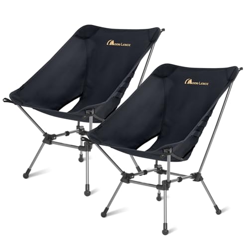 MOON LENCE Portable Camping Chair Plus, Larger & Roomier, Compact and Lightweight Still, Folding Chair for Backpacking & Hiking, 330Lbs Capacity (Black)