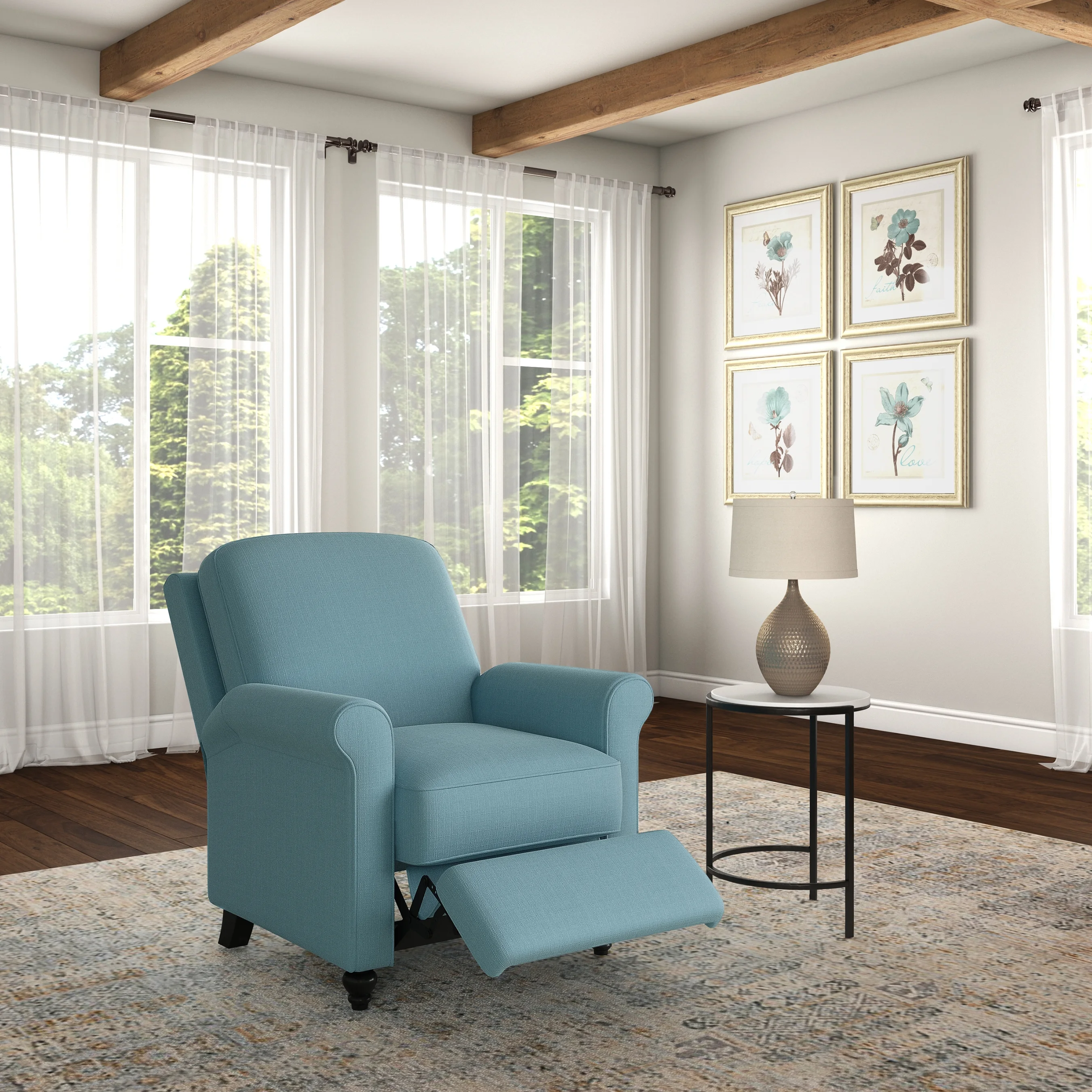 Homesvale Lincoln Push Back Recliner Chair, Sky Blue