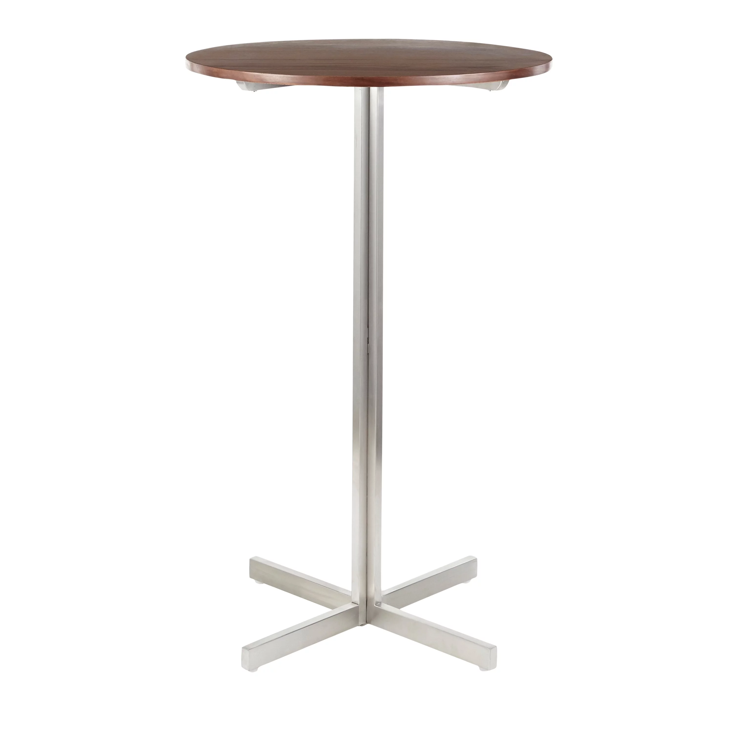 Silver Orchid  La Plante Contemporary Round Bar Table - N/A Walnut Wood