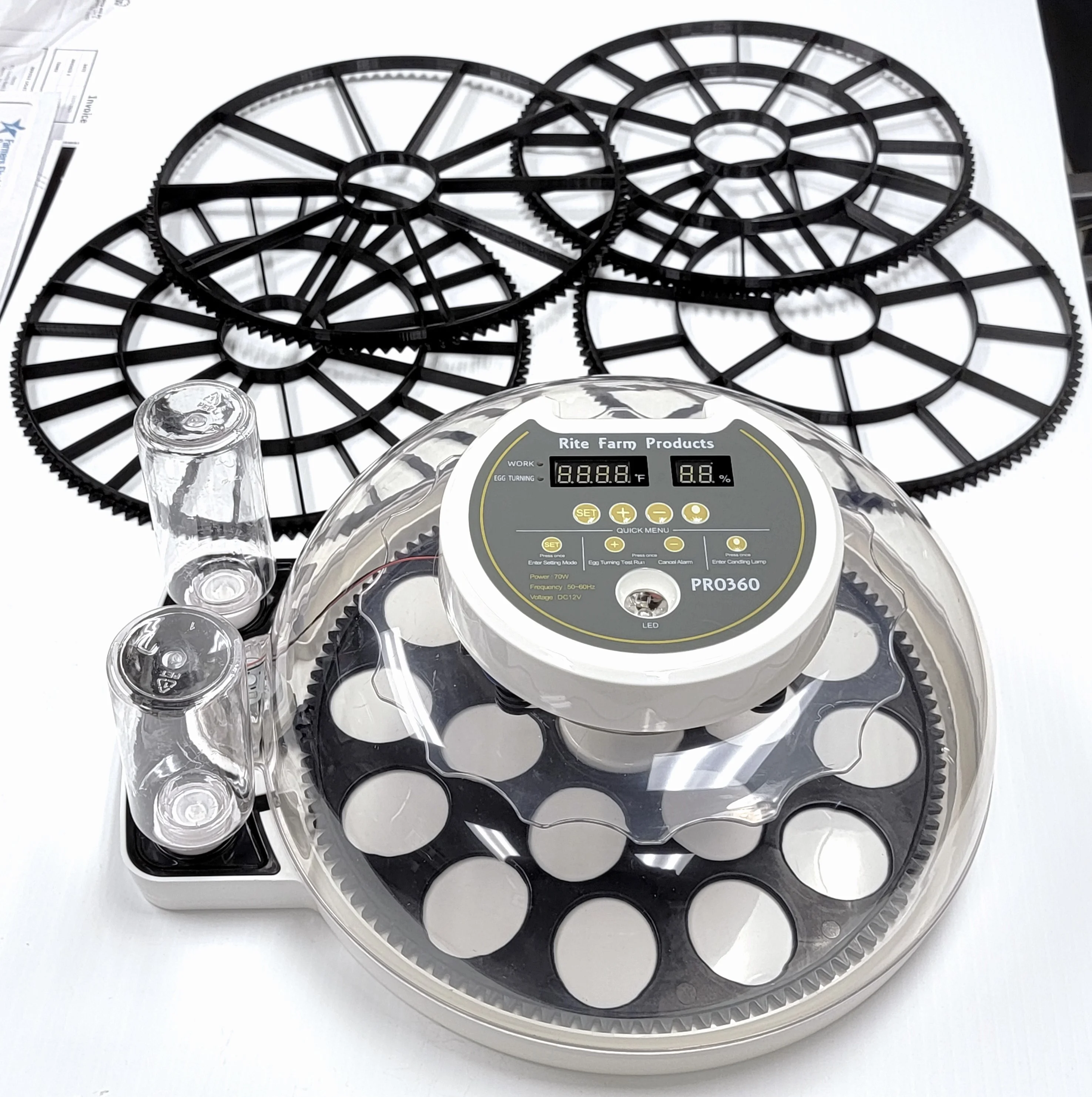 DELUXE PRO 360 RITE FARM PRODUCTS 21 EGG CHICKEN INCUBATOR HATCHER & ALL 5 TURNER TRAYS