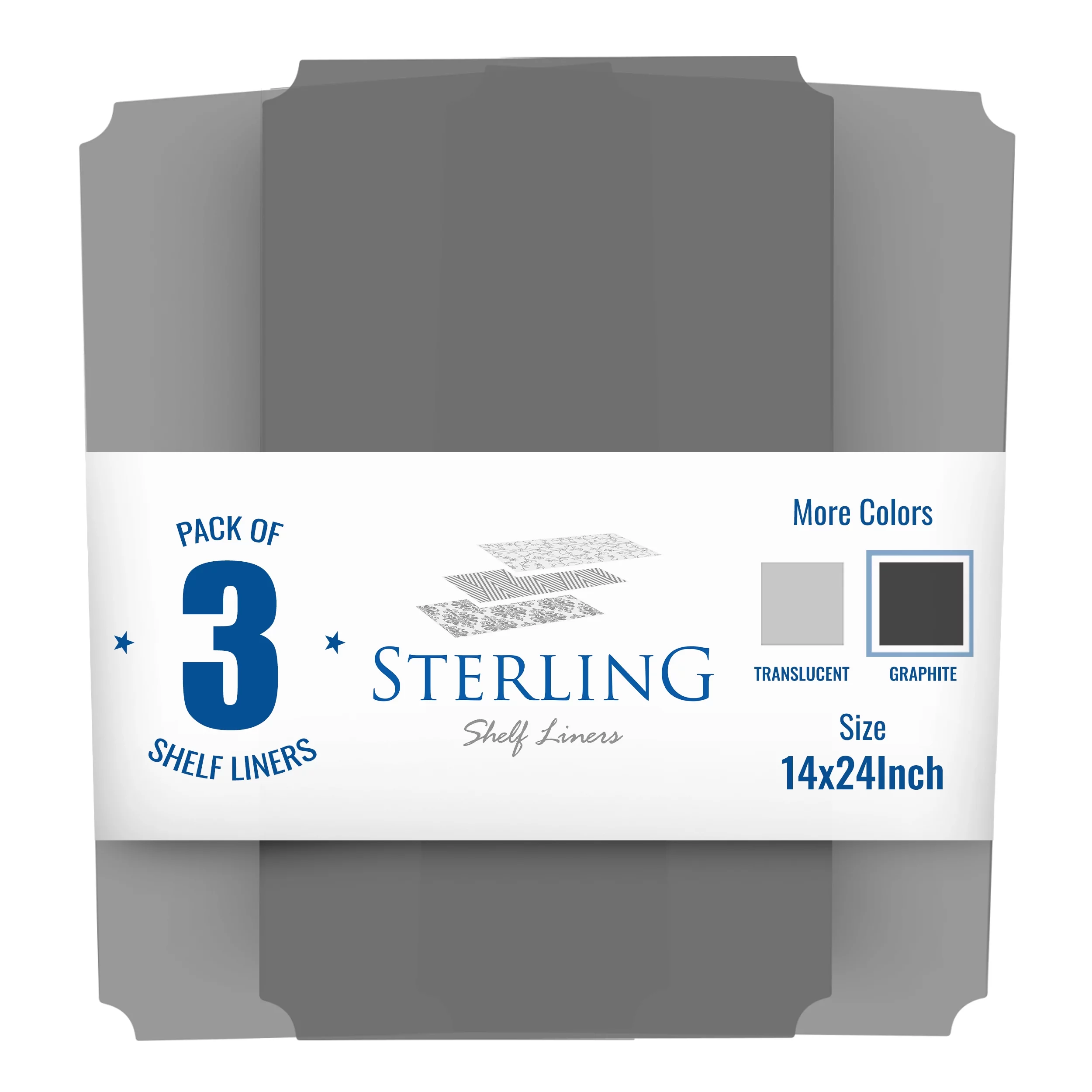 Sterling Shelf Liners - Set of 3 - Fits Sandusky Wire Shelves, Graphite, 14x24