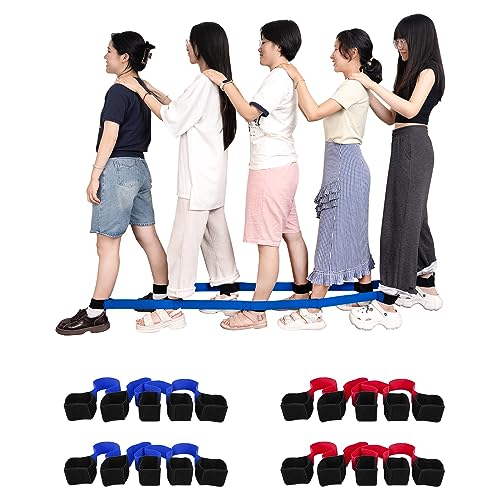 Legged Race Band for 8 PPL, Team Building, Outdoor Party Group Game for Kid Adult, Cooperative Team Race for Birthday Party, Relay Race, Field Day, Backyard Activity Game with Carrying Pouch