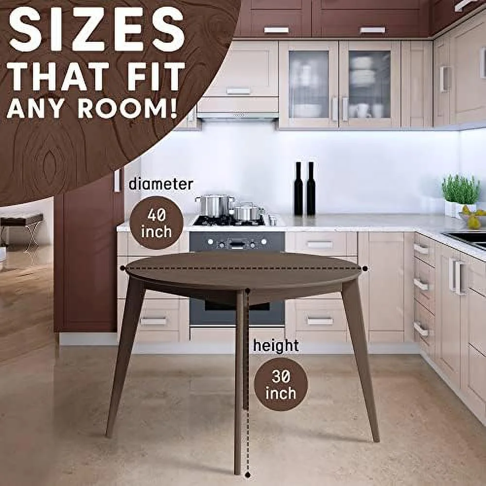 TJUNBOLIFE DAIVA  Orion Round Dining Table for 4 Person - Birch Solid Wood Kitchen & Dining Room  - Mid Century Modern Scandinavian Style \u2013 White Kitchen Table 40 inch