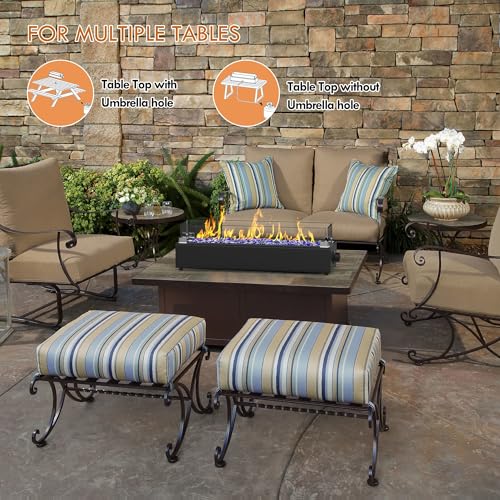 28-inch Table Top Propane Fire Pit, 40,000 BTU Tabletop Firepit for Patio, Outdoor Portable Fireplace Rectangular Fire Bowl w/Wind Glass Shield, Glass Rocks - Black