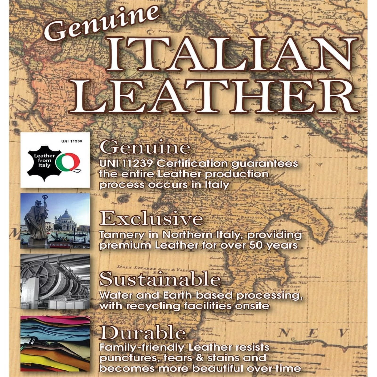 Conway Power Recliner with Heat & Massage in Brown Top Grain Italian Leather