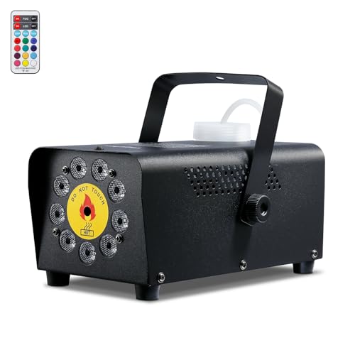 Fog Machine Theefun Smoke Machine 2500CFM 9 LED 12 Color Lights Portable 500ml Big Tank Capacity with Wireless Remote Control, No Liquid Included, Indoor Outdoor for Stage Wedding DJ Party