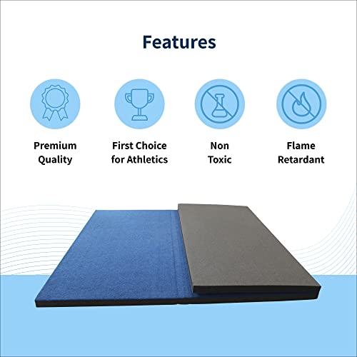 Carpet Bonded Foam Folding Mats - Trifold Exercise Mat for Tumbling, Gymnastics, Wrestling, Martial Arts, MMA, Aerobics, and Plyometrics - Foam Tumbling Mat – 4' x 6' x 1-3/8