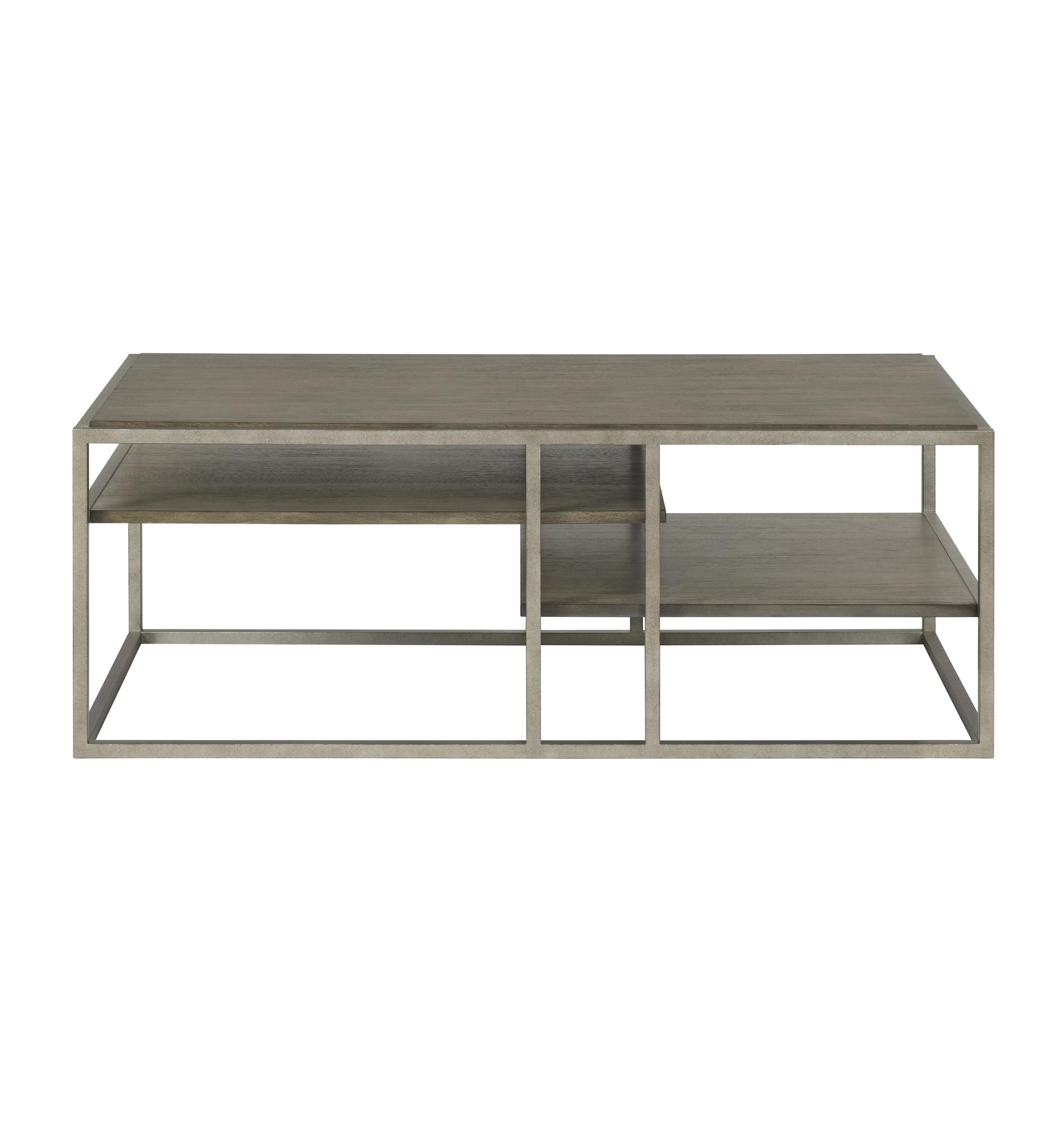 Roundhill Furniture Wood/Metal Padena Coffee Table with Shelf in Graphite Gray