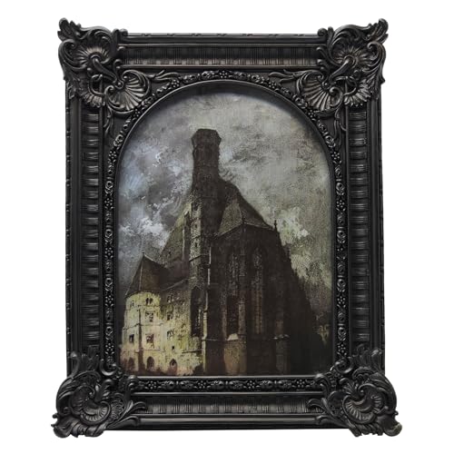 8x10 Vintage Picture Frame, Antique Black Ornate Arched Photo Frame for Wall Hanging or Tabletop Display, Retro Gothic Home Decor, Photo Gallery Art