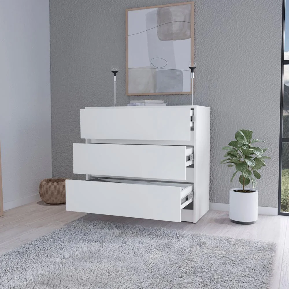 FM FURNITURE LLC Avra 3 Drawer Dresser ,White