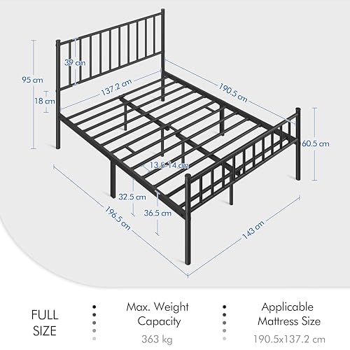 Yaheetech 14 Inch Full Size Bed Frame Metal Platform Bed with Spindle Headboard Footboard/Mattress Foundation/No Box Spring Needed/Underbed Storage Space/Steel Slat Support/Easy Set up, Black
