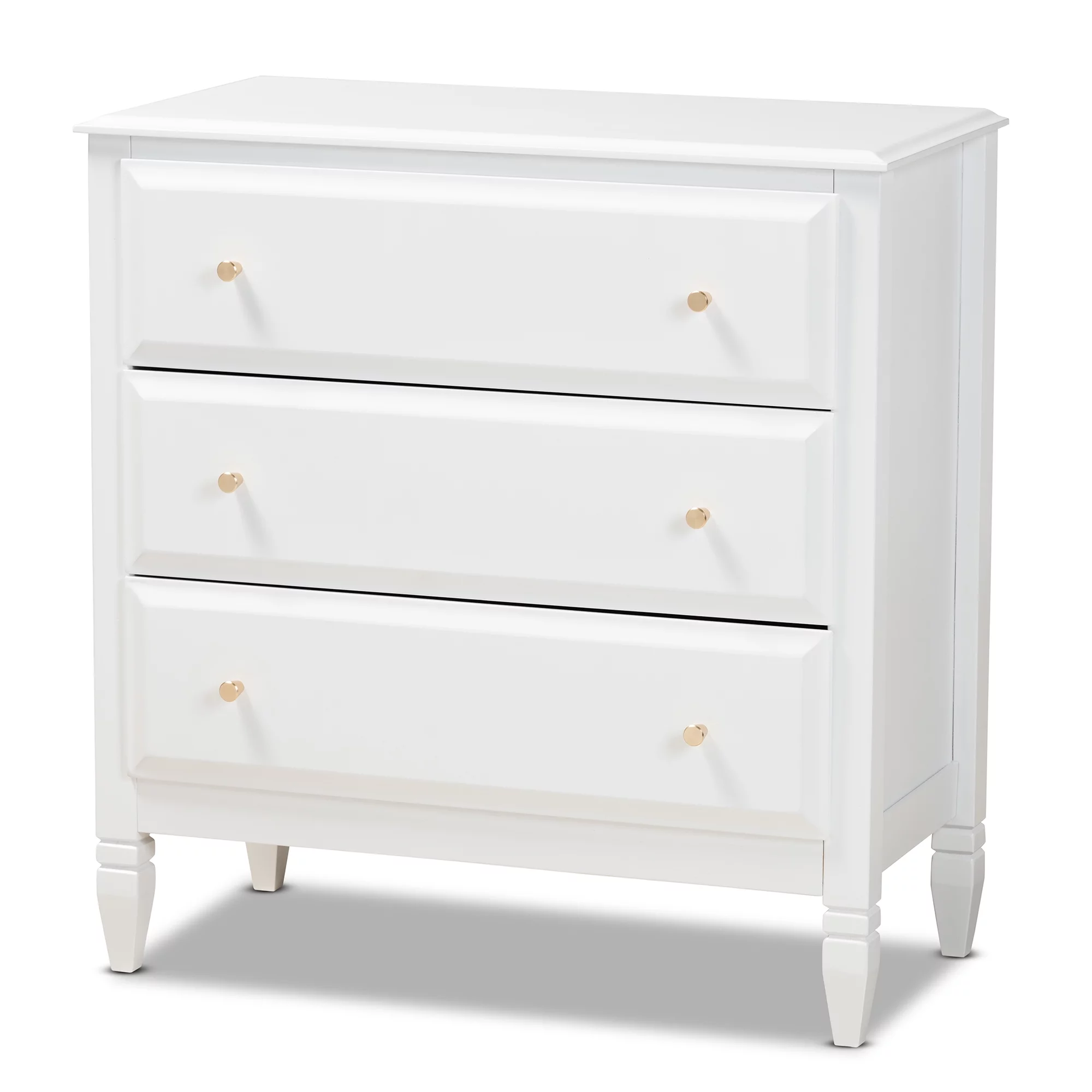 Baxton Studio Naomi Classic and Transitional White Finished Wood 3-Drawer Bedroom Chest