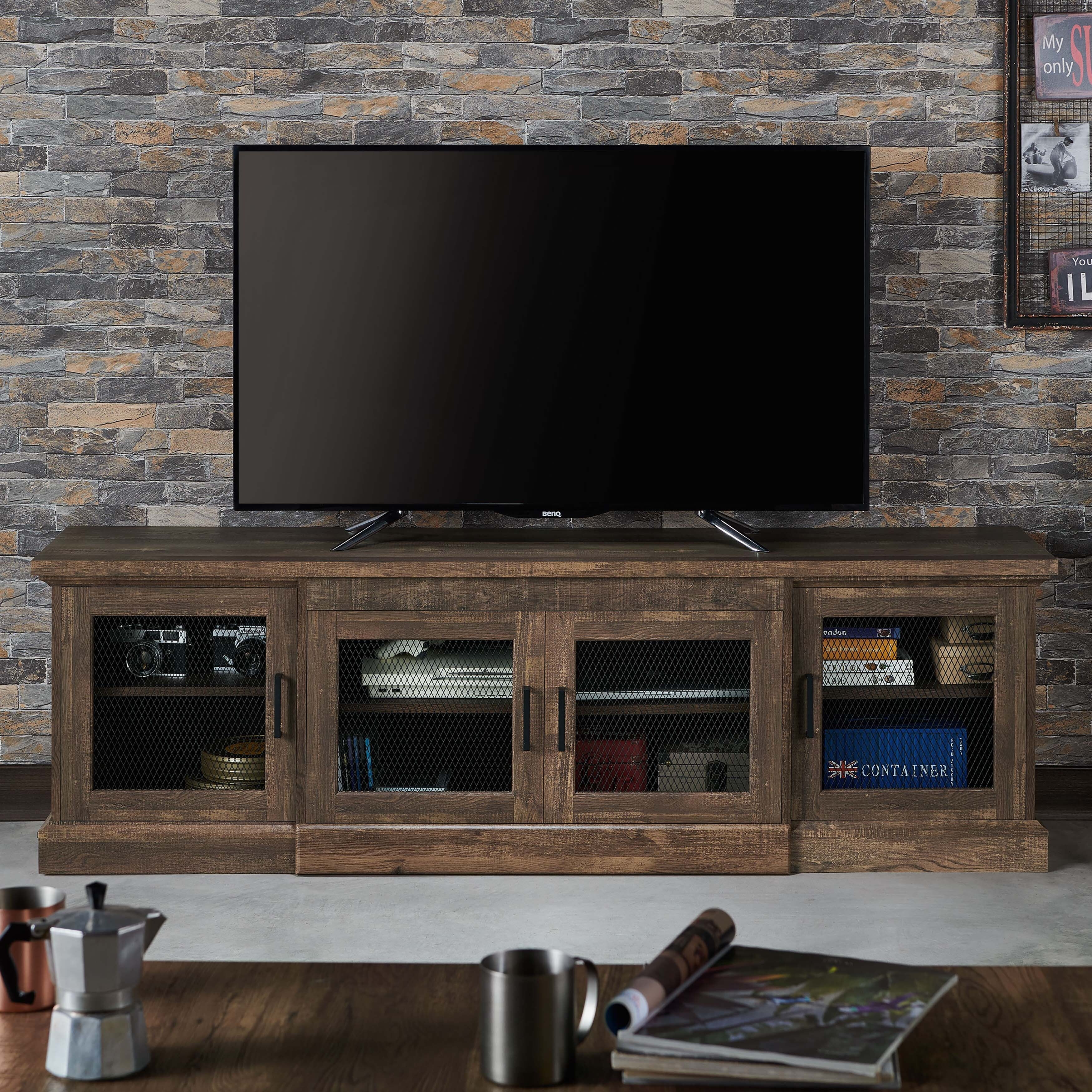 Denhour DH BASIC Rustic Reclaimed Oak 69-inch Wide 6-Shelf TV Stand by