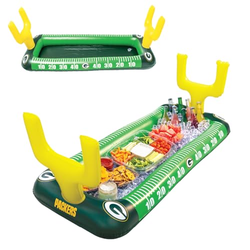 BigMouth Green Bay Packers 4 ft Inflatable Food Cooler Buffet Officially Licensed NFL Fan Gear Ice Serving Pool Drink Bar for Tailgate Parties