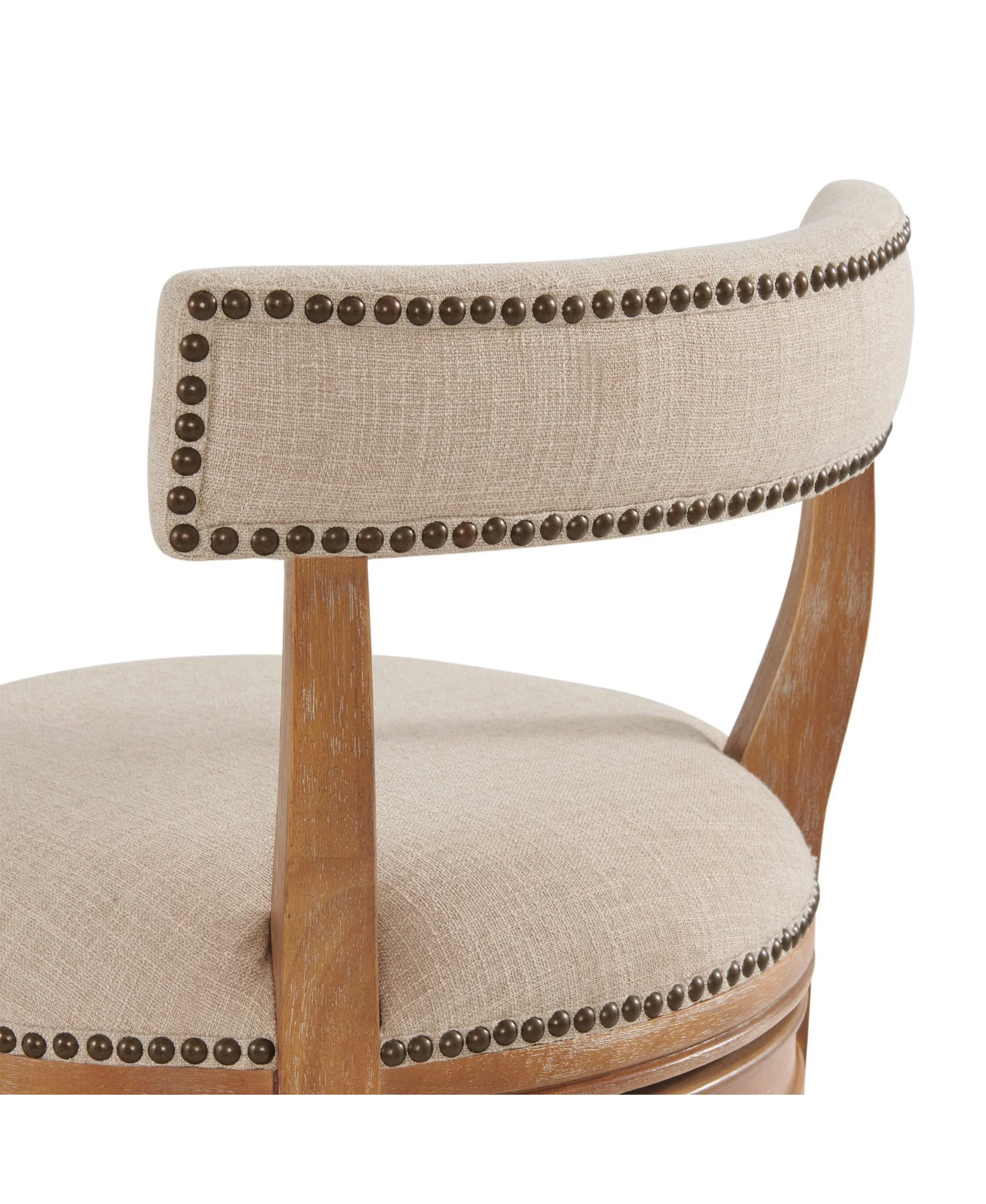 Alaterre Furniture Hanover Swivel Low Back Bar Height Bar Wood Stool, Weathered Brown and Beige