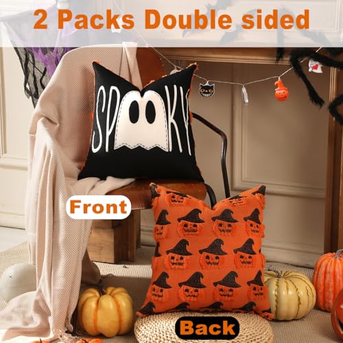 TOYPOPOR Christmas Decorations, Double Sided Throw Pillow Covers 18x18 Inches Set of 4, Christmas Tree, Snowflakes, Merry Christmas, Snowman Reindeer Cushion Case for Farmhouse Home Holiday Decor