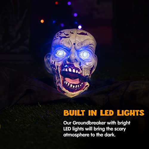 JOYIN Halloween Outdoor Decoration Zombie Groundbreaker with Creepy Sound and Flashing Eyes for Haunted House Props, Yard, Lawn, Patio, Graveyard Halloween Outside Decorations