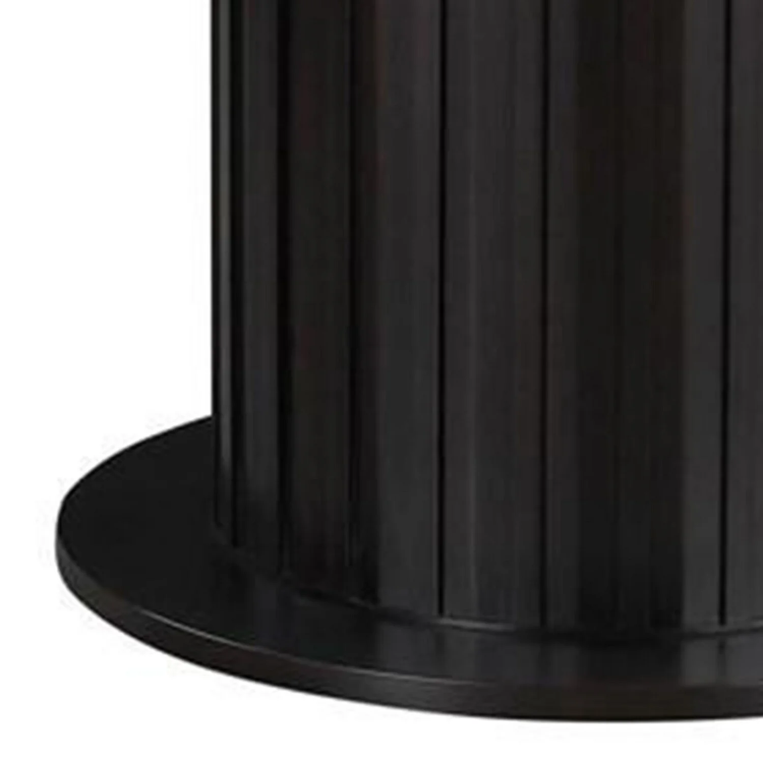 Benjara BM302443 54 in. Shoy Cultured Marble Top & Espresso Brown Wood Round Dining Table, White