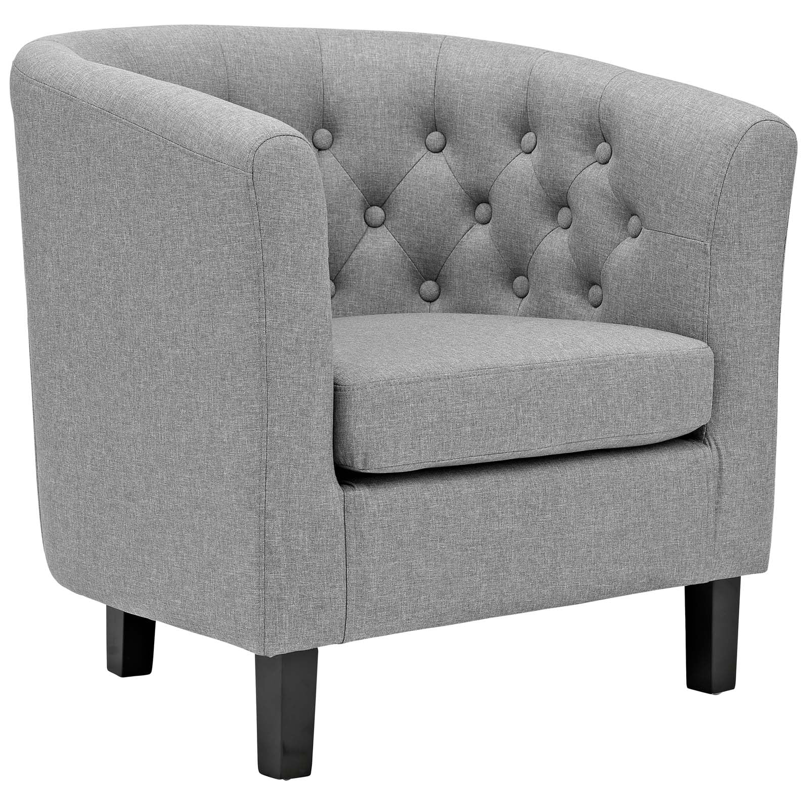 Modway Prospect 3 Piece Upholstered Fabric Loveseat and Armchair Set in Light Gray