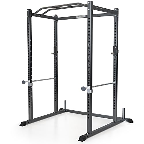 Iron Crush i200 Power Rack – Multi-Function Squat Rack with Solid Safety Bars and J-Hooks – Optional LAT Pulldown, Landmine Attachments - Home Gym Power Cage Bench Rack (Power Rack Only)