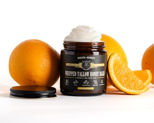 Wrath & Remedy Handmade Whipped Organic Beef Tallow for Skin - 4 OZ (Unscented) — Grass Fed Beef Tallow Moisturizer and Honey Balm for Silky, Sensitive-Skin, Eczema, Rosacea - Free of Harsh Chemicals