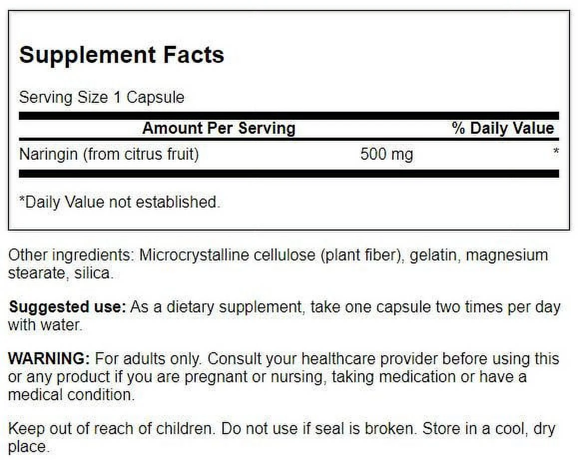 Swanson Naringin - Citrus Bioflavonoid 500 mg 60 Caps 2 Pack