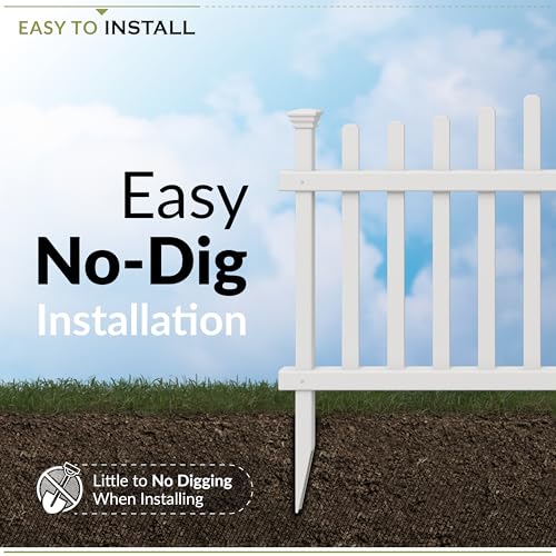 30in H x 40in W (2 Panels) No Dig Zippity Ashley Corner Vinyl Picket Fence, Garden Fence Border, Decorative Fence For Garden, White Vinyl Panels for Backyard, Patio & Yard, ZP19007