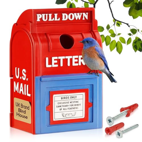 Muldale American Mailbox Birdhouse – Colorful Resin, Weather-Resistant, Easy to Clean – 9