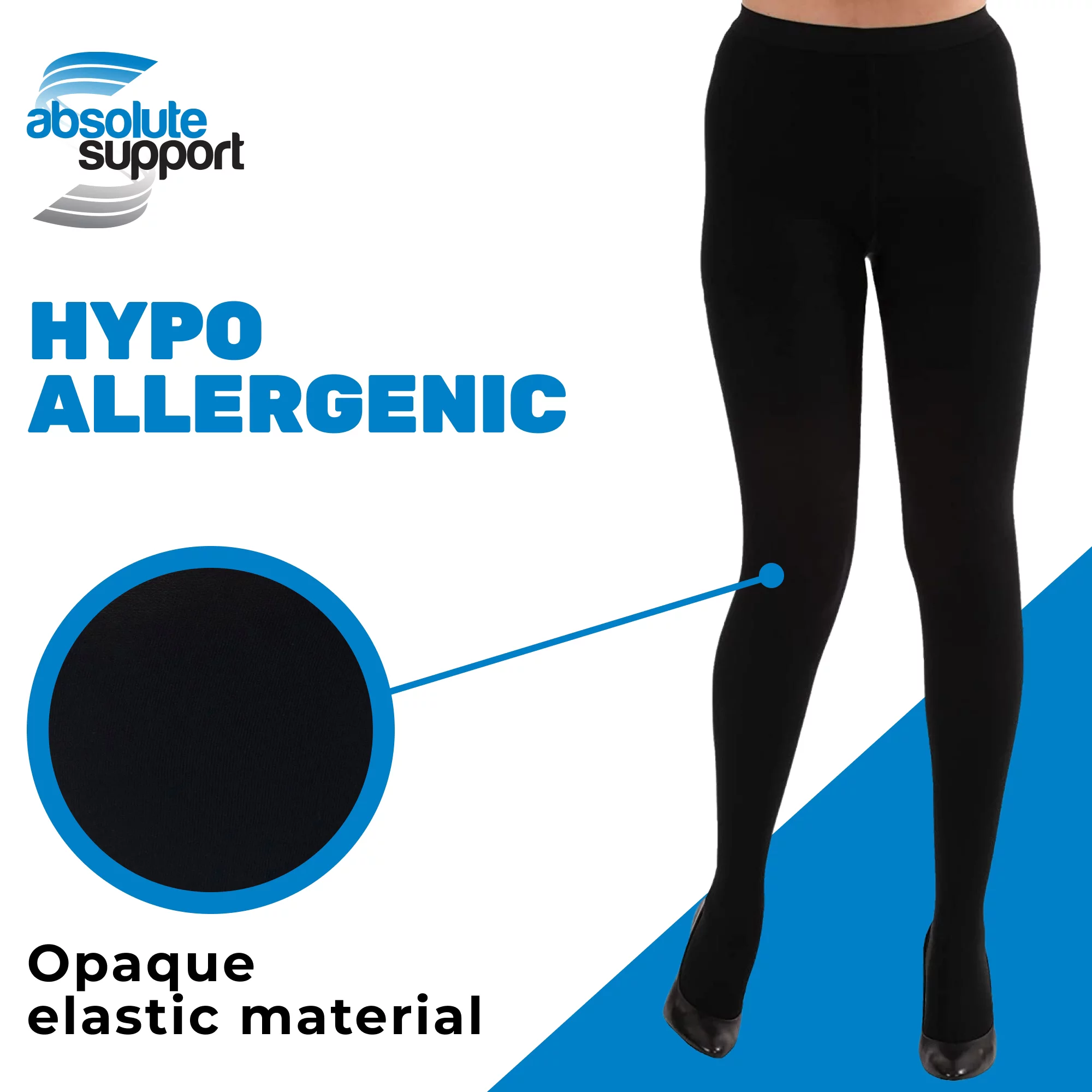 Made in USA - Womens Opaque Compression Pantyhose 20-30mmHg - Black, Large