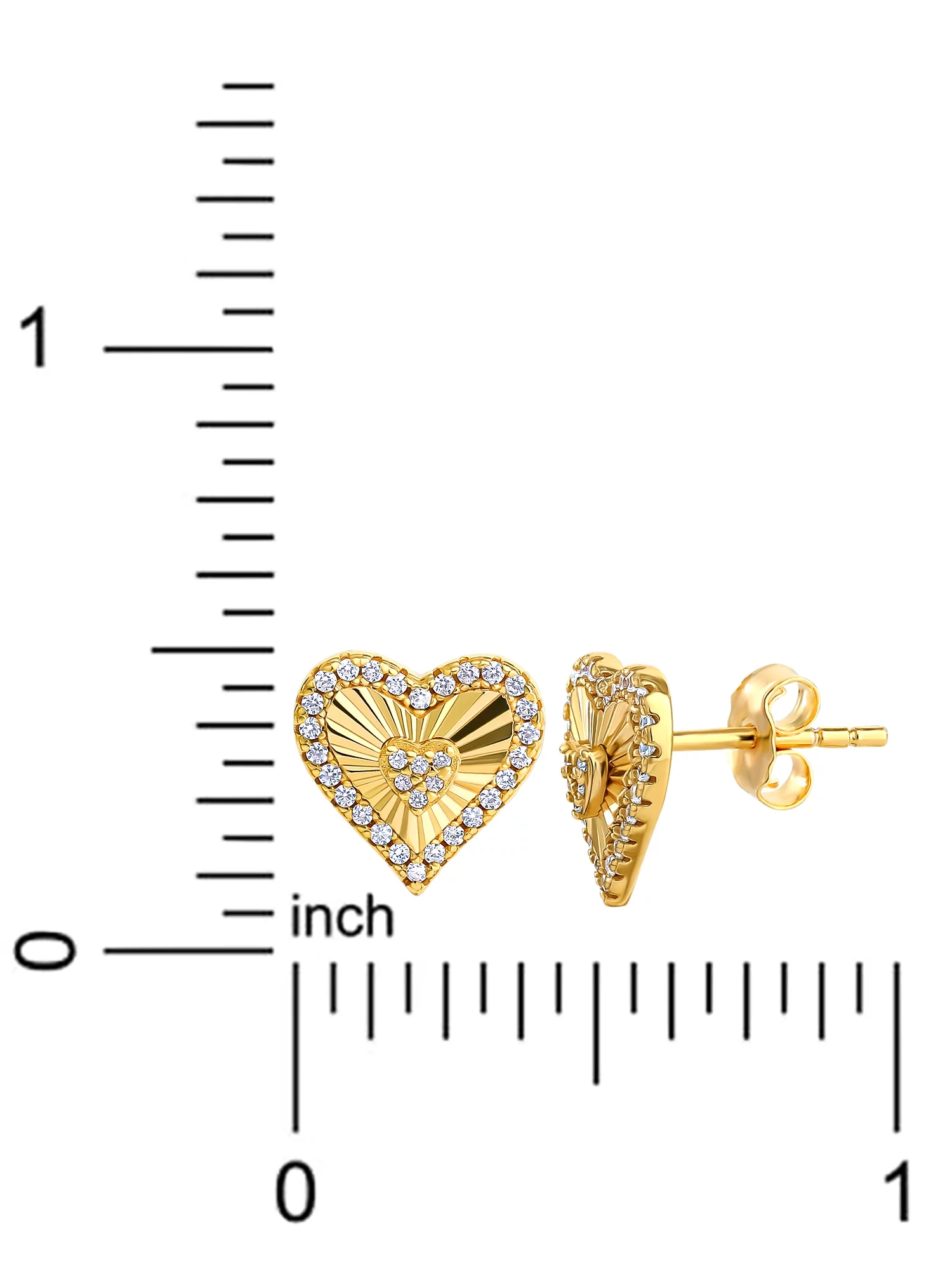 JS Jessica Simpson Women’s Sterling Silver 14KT Gold Plated Cubic Zirconia Heart Stud Earring