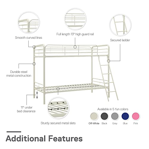 DHP Twin-Over-Futon Convertible Couch and Bed with Metal Frame, Ladder and Guardrails - Black