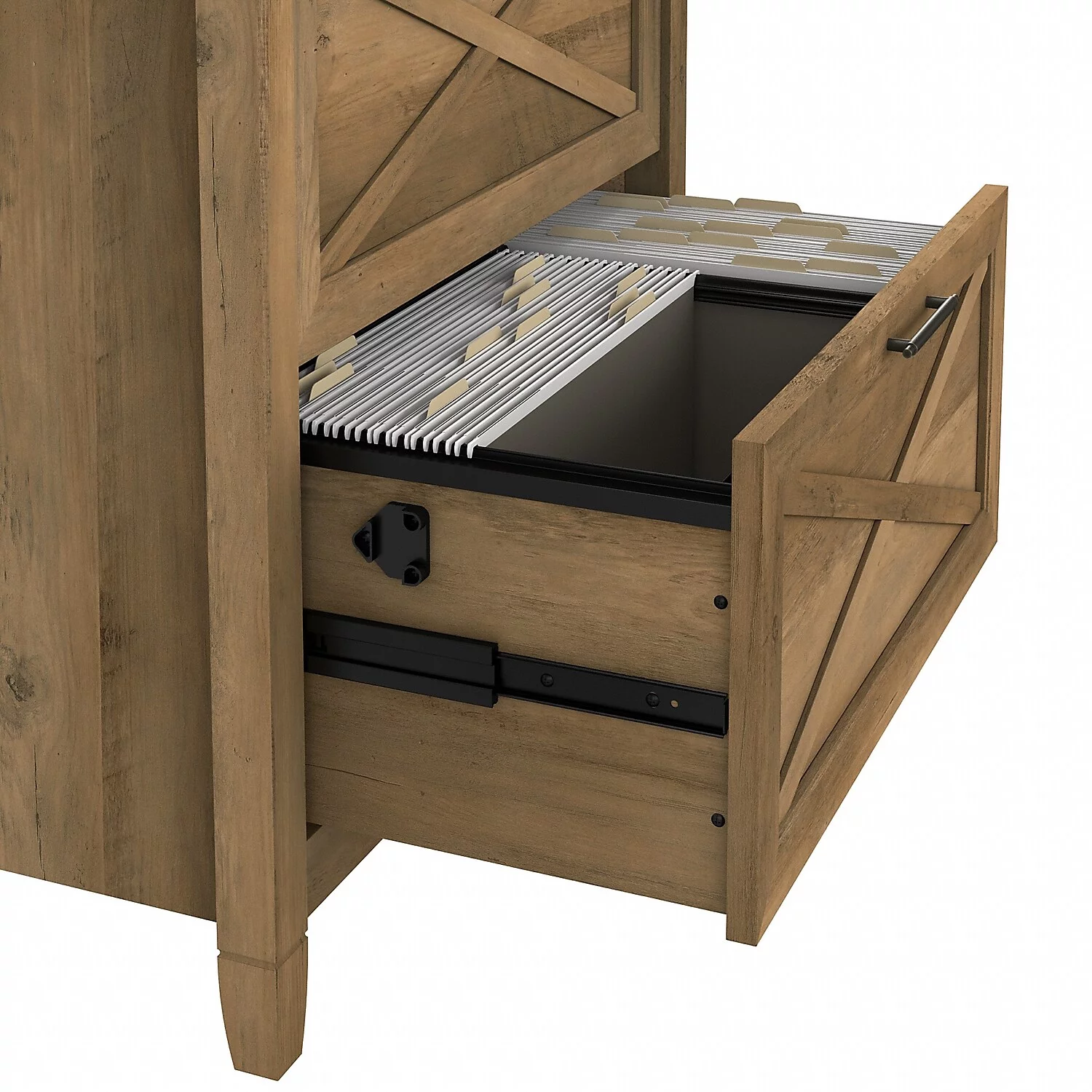 Key West L Desk with Lateral File Cabinet in Reclaimed Pine - Engineered Wood