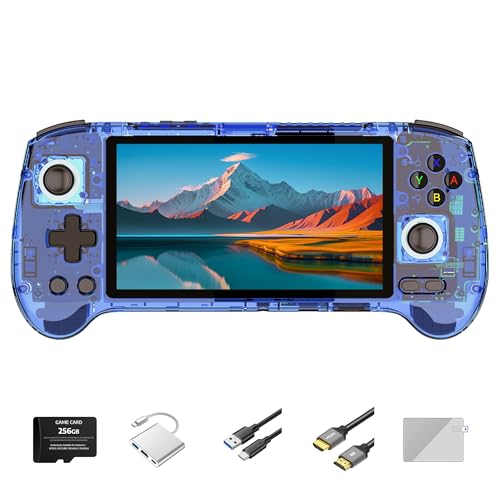 RG556 Handheld Retro Gaming Console 28 Emulators 42K+ Preloaded Games 5.48” AMOLED Display Android 13 Unisoc T820 8K TV Output Portable Video Game Console for Kids & Adults (Blue-256G)