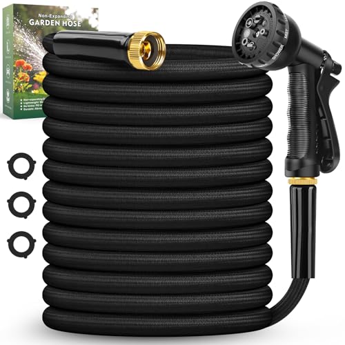 Garden Hose 100FT, Non-Expanding, Lightweight Hose With 8 Function Nozzle, Leak-Proof, No-Knot, Easy to Carry, Wear-Resistant, Sturdy, Flexible, 3/4GHT, Water Hose for Yard, Garden, Outdoor