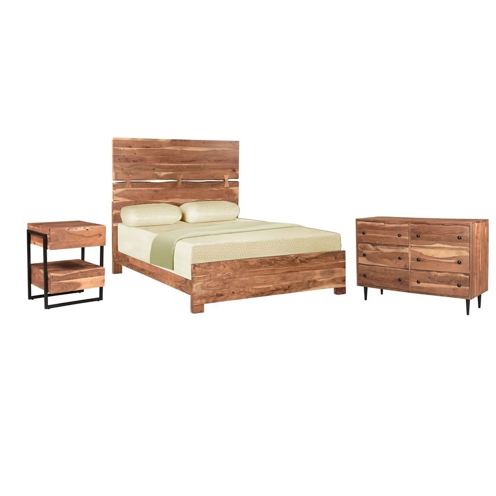 Taran Designs Harper 3-piece Solid Wood King Bedroom Set in Brown